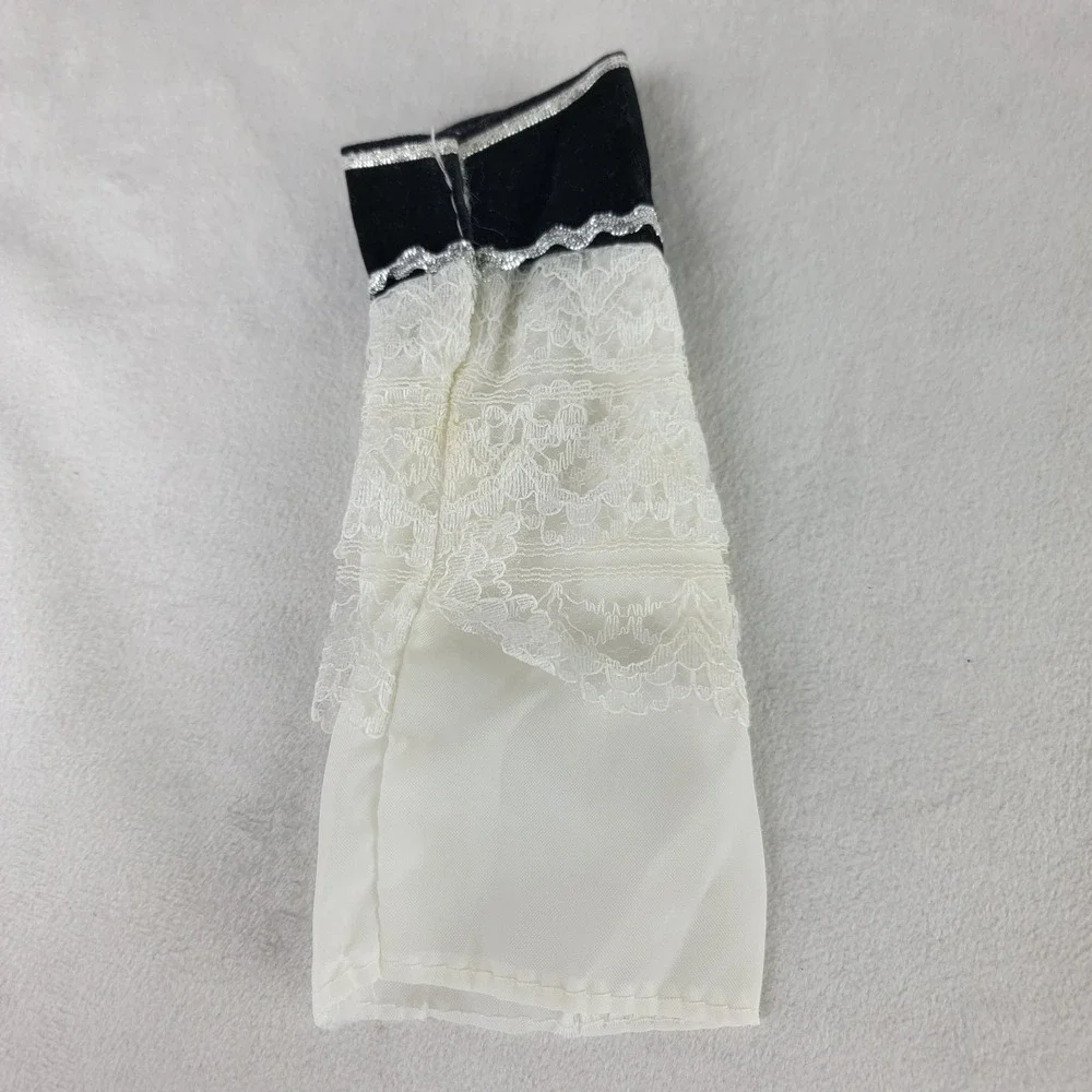 Vintage Barbie Doll Dress Black Velvet White Lace Accessory‎ Sleeveless Formal
